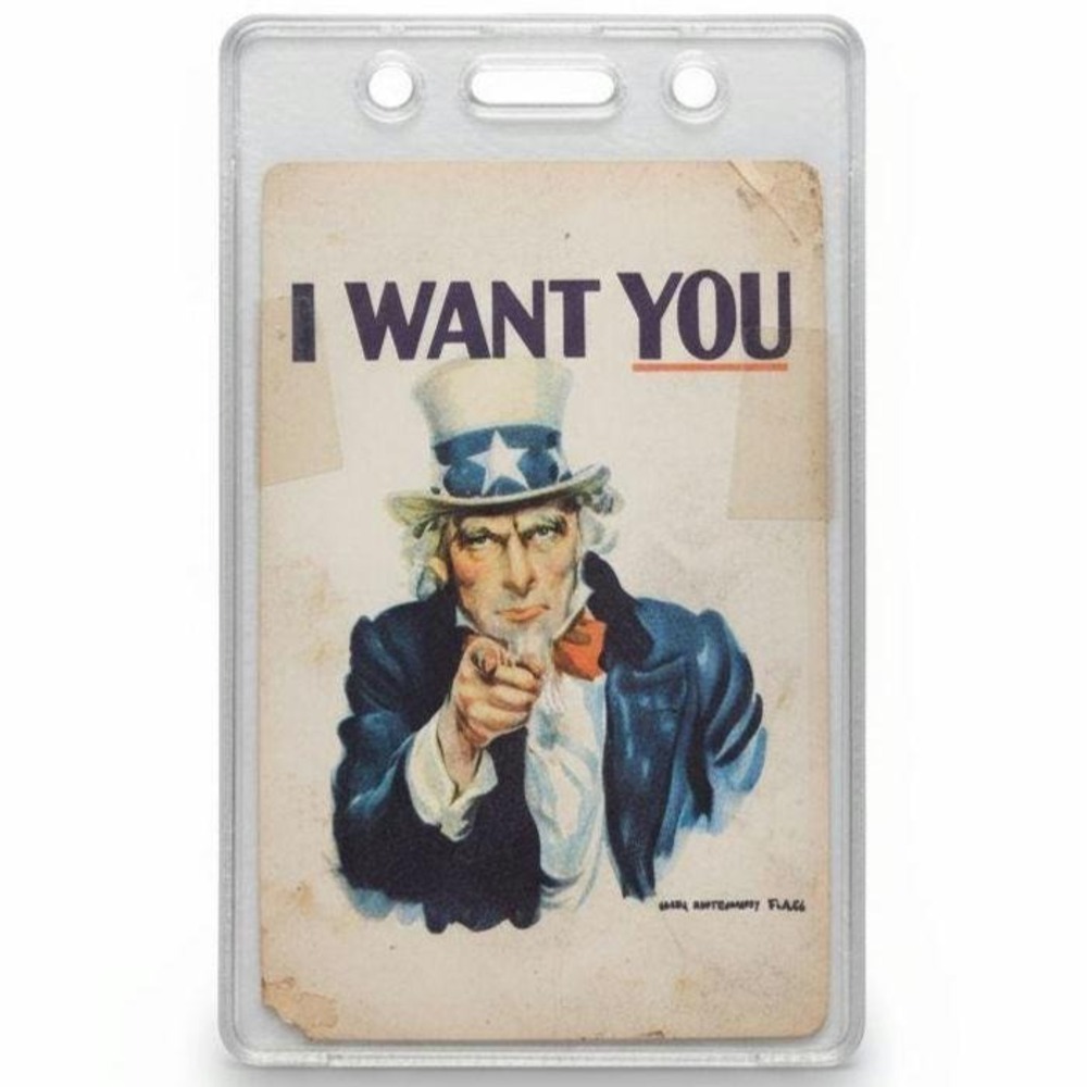 Vintage US Army Military Recruitment Card ID 1965 Uncle Sam I‎ Want You Vietnam